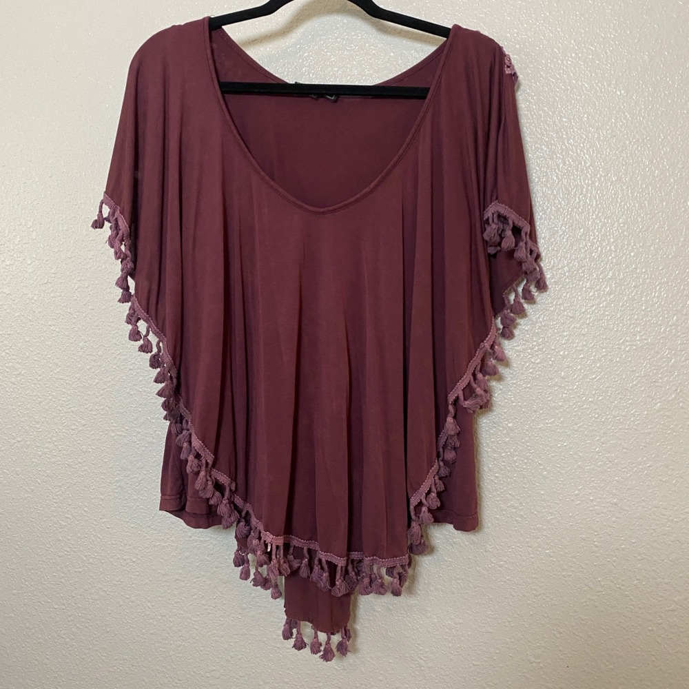 POL Fringe Top Small Crochet Bohemian Boho Whimsigoth Witchy Hippie Draped